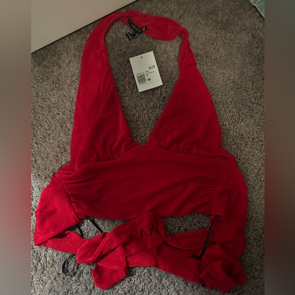 Forever 21 Red Halter Top, Size Medium